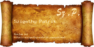 Szigethy Patrik névjegykártya